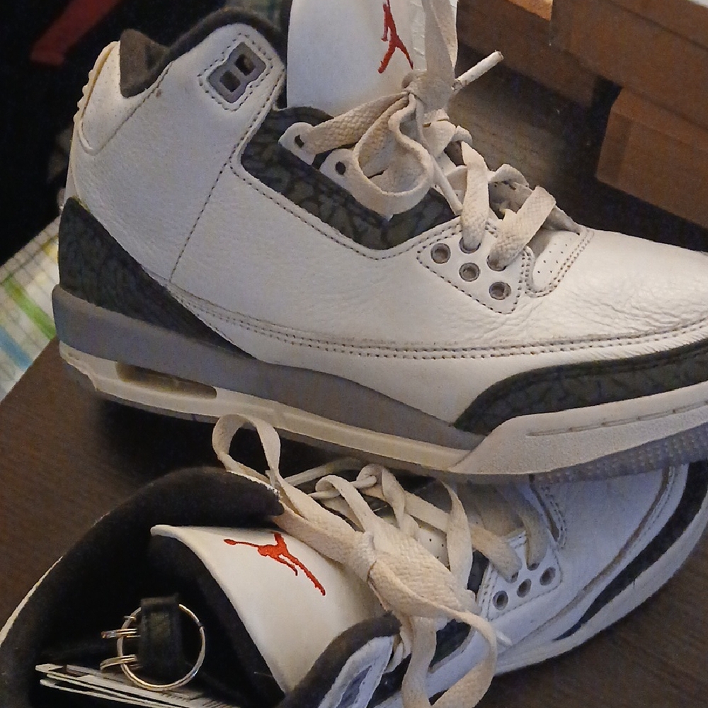 Jordan White and Gray Sneakers with Elephant Print